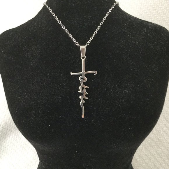 3/$15 Cross Necklace Faith Stainless Steel NEW - Picture 1 of 10